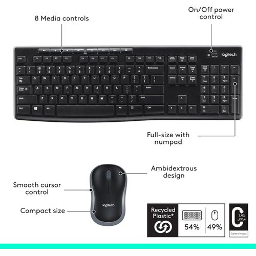 Logitech MK270 Wireless Keyboard and Mouse Combo - 920-004509