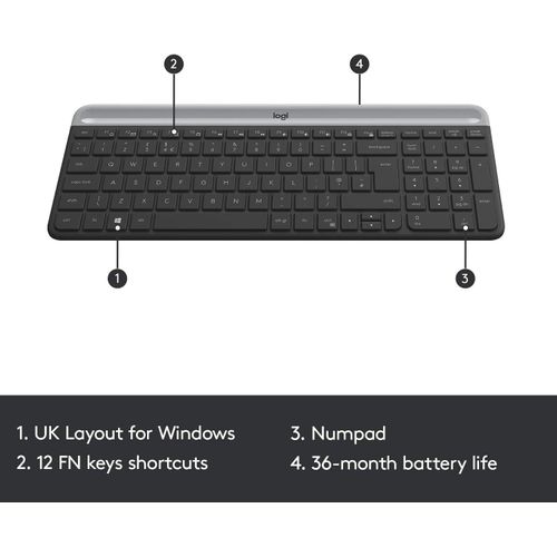 Logitech MK470 Slim Wireless Keyboard and Mouse Combo - Graphite - 920-009204
