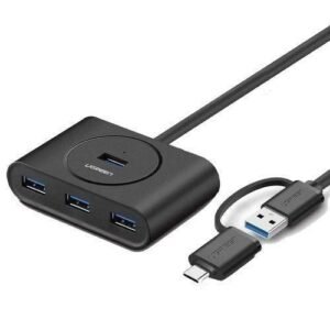 UGREEN USB-A 3.0 4-Port Hub with USB-C & USB-A 2-in-1 interface 1M Black - CR113