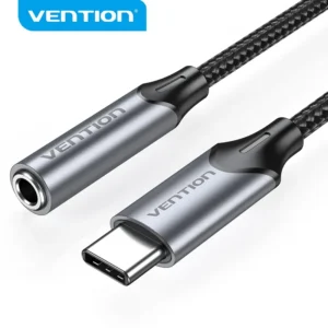 Vention USB-C Male to 3.5MM Earphone Jack With DAC Adapter 0.1M Gray Aluminum Alloy Type