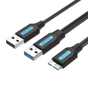 Vention USB3.0 A Male to Micro B Male Hard Disk Cable with USB2.0 Male 1M Black