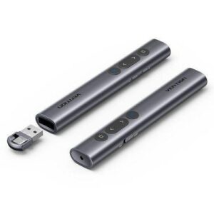 Wireless PowerPoint Presentation Clicker with Red Laser Pointer – Gray