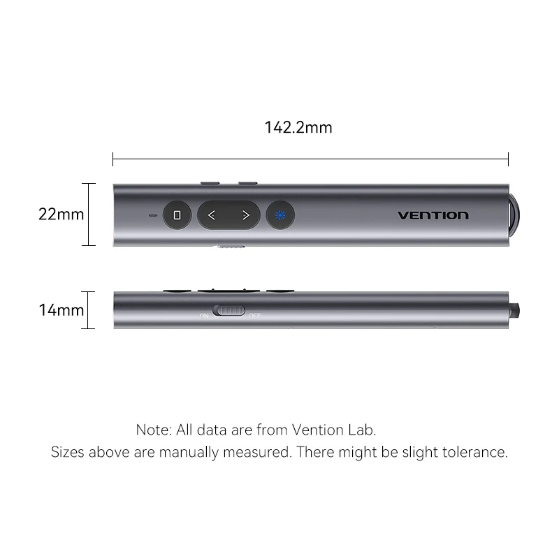 Vention Wireless Presentation Clicker with Red Laser Pointer Gray - Image 2